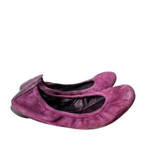 Tory Burch cranberry suede ballet flats 5.5